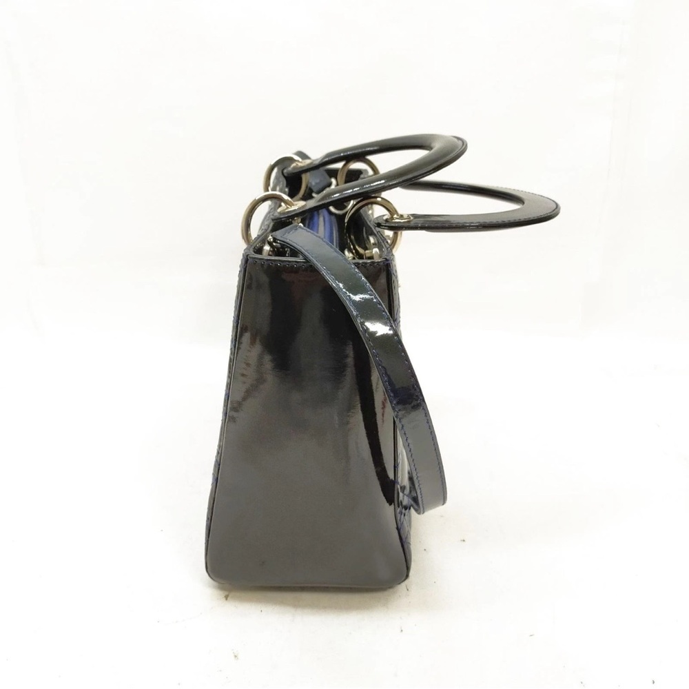 Christian Dior Hand Bag Navy Blue interior Patent black leather 3294702 - Picture 6 of 17